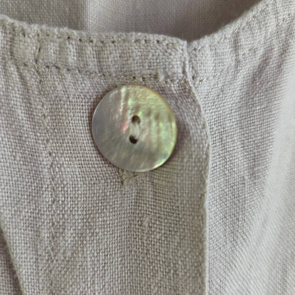 Chico's Platinum Linen Maxi Dress Oatmeal Beige Button Front Sleeveless Sz 1 Med - Picture 5 of 10